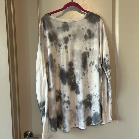 Lulus - The Best Vibes Grey Tie-Dye Oversized Long Sleeve Top - M - Picture 5 of 7